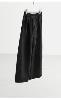 Damen Weit geschnittene Leinenhose Nord Taschen in Schwarz