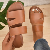 Damen Sandaletten mit breitem und verstellbarem Riemendesign in Hellbraun