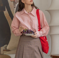 Damen Oversized Hemdbluse mit Brusttasche Nord Taschen in Schaumrosa