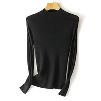 Damen Feinstrick-Longsleeve mit kurzem Stehkragen und schlanker Silhouette Nord Taschen in Diamantschwarz
