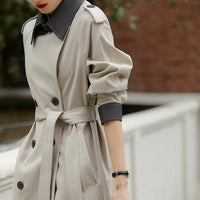 Damen Stilvolle Trenchcoat mit Taillengürtel Nord Taschen in Beige