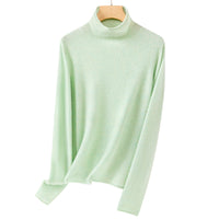 Damen Feiner Rollkragenpullover aus ultraleichtem Feinstrick mit schlanker Silhouette Nord Taschen in Grün gemustert