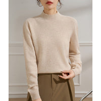 Damen Feiner Feinstrick-Pullover mit kurzem Stehkragen und Kaschmir-Optik Nord Taschen in Teebeige