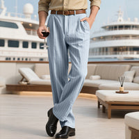 Herren elegante Anzughose mit feinem Nadelstreifen und bequemer Passform in Hellblau
