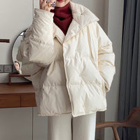 Damen Trendige Oversized Daunenjacke Nord Taschen in Cremeweiß