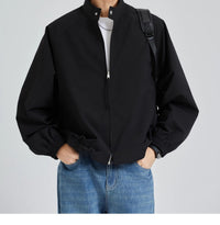 Herren leichte oversized Bomberjacke mit Stehkragen und elastischen Bündchen Nord Taschen in Schwarz