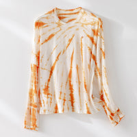 Herren Langärmeliges Batik-Longsleeve mit Slub-Struktur Nord Taschen in Knallorange