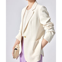 Damen Taillierter Ein-Knopf-Blazer mit aufgesetzten Taschen und schmalem Revers Nord Taschen in Weiß