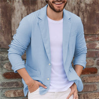 Herren Jersey Sakko leger mit Taschen in Hellblau