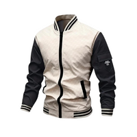 Bomberjacke Herren | Zweifarbige Reißverschluss Jacke in Beige