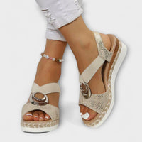 Orthopädische Komfort Damen Sandalen in Gold