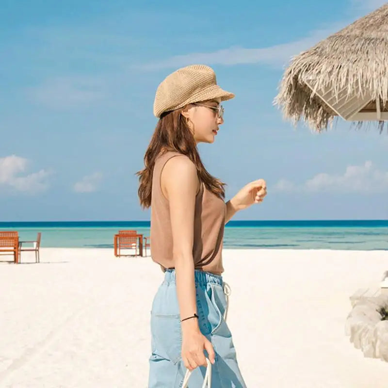 Achteckige Baskenmütze Frauen Sonnenhut