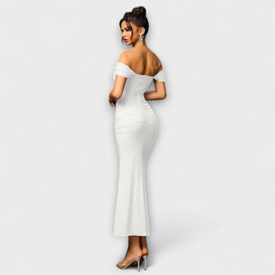 Ione - Off-Shoulder Raffung Bodycon Kleid