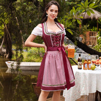 3-teiliges Dirndlset mit Schürze & Bluse – Oktoberfest | Traditionelles Trachtenkleid für festliche Anlässe in Rot