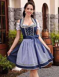 3-teiliges Dirndlset mit Schürze & Bluse – Oktoberfest | Traditionelles Trachtenkleid für festliche Anlässe in Blau