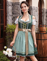 3-teiliges Dirndlset mit Schürze & Bluse – Oktoberfest | Traditionelles Trachtenkleid für festliche Anlässe in Grün