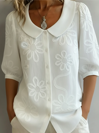 Livia | Elegante Soft-Touch-Bluse für Damen in Weiß
