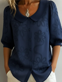 Livia | Elegante Soft-Touch-Bluse für Damen in Marineblau