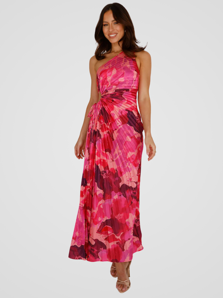 AURORA ONE SHOULDER PLISSEEKLEID