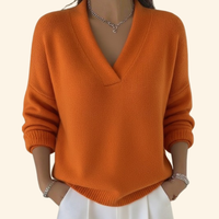 Abigail | V-Ausschnitt Seitlich Gerafft Bluse in Orange