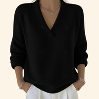 Abigail | V-Ausschnitt Seitlich Gerafft Bluse in Schwarz