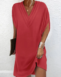 Adora - Soft-Touch-Wickelkleid mit V-Ausschnitt in Rot