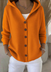 Isabel | Damen Casual Kapuze Strickjacke in Orange