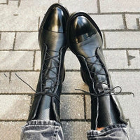 Orthopädische Damen Schnürstiefel mit Arch Support Wasserdicht Winterstiefel in Schwarz