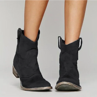Orthopädische Westernstiefel mit Arch Support für Damen – Eleganter Wildleder-Look in Schwarz