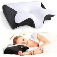 5-in-1-Memory-Foam-Kissen – Nacken- und Schulterstütze für Rücken-, Seiten- und Bauchschläfer in Weiß / Schwarz