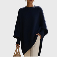 Roswitha | Damen Oversize Locker Strickpullover in Dunkelblau
