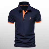 Oscar | Polo Shirt in Orange-Marineblå