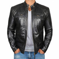 Leder Motorradjacke für Männer - Petrus in Sort