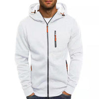 Sportliche Herren Strickjacke Mit Kapuze | Reißverschluss & Taschen in Weiß