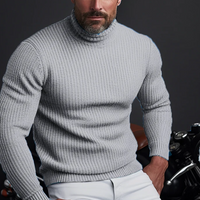 Rollkragenpullover Herren Elegant | Schmaler Schnitt in Grau
