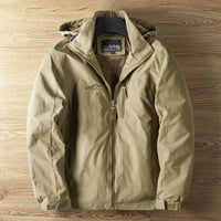 Regenjacke Herren Wasserdicht Mit Kapuze | Leichte Outdoorjacke Mit Reißverschluss in Khaki