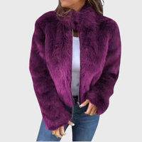 Aileen | Pelz-Winterjacke mit Stehkragen in Lila