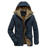 Winterjacke Herren | Fleece Gefüttert Kapuze in Blau