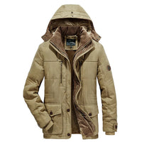 Winterjacke Herren | Fleece Gefüttert Kapuze in Khaki