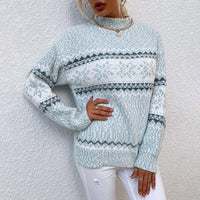 Crystal | Grob gestrickter Pullover im Retro-Stil in Hellblau