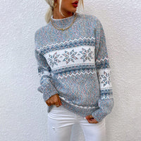 Crystal | Grob gestrickter Pullover im Retro-Stil in Blau