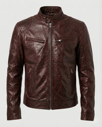 Herren Racer Lederjacke in Braun