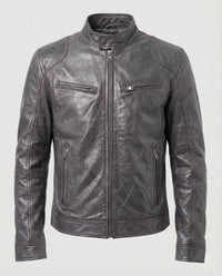 Herren Racer Lederjacke in Grau