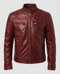 Herren Racer Lederjacke in Rot