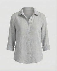 Damen Leinenbluse Blumenprint in Grau