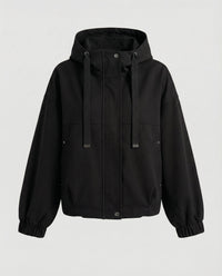 Damen Kapuzenjacke Oversize Reißverschluss in Schwarz
