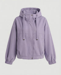 Damen Kapuzenjacke Oversize Reißverschluss in Violett