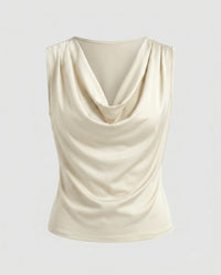 Damen ärmelloses Cowl-Neck Oberteil in Aprikose
