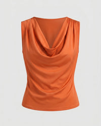 Damen ärmelloses Cowl-Neck Oberteil in Orange