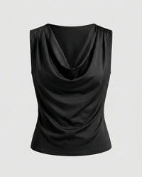 Damen ärmelloses Cowl-Neck Oberteil in Schwarz